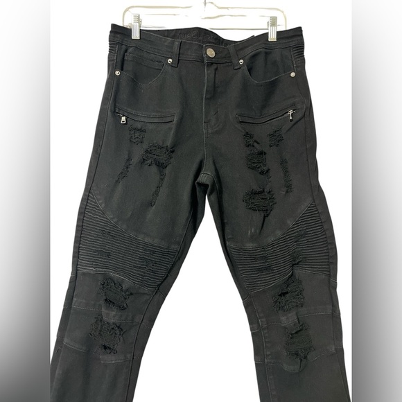 Rue21 Jeans Men’s 32x30 Black Supreme Flex Skinny Distressed Zipper Pockets NEW - Picture 9 of 11